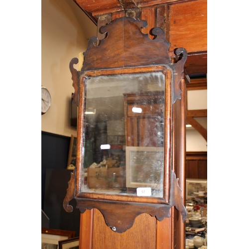 57 - Antique fret carved mahogany wall mirror.