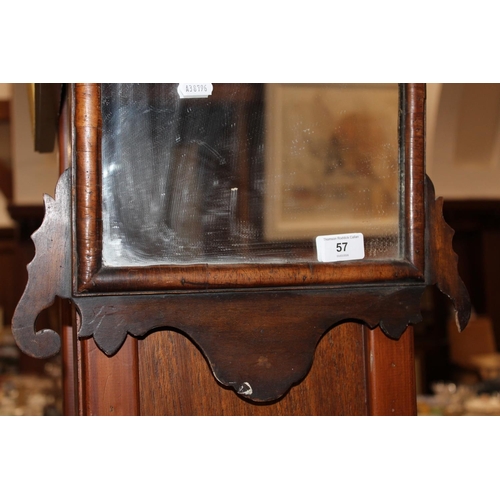 57 - Antique fret carved mahogany wall mirror.