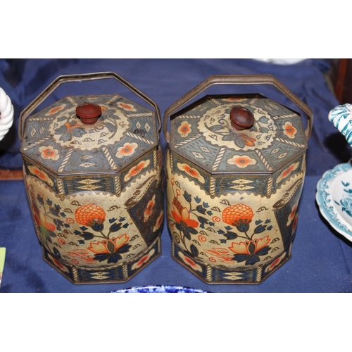 60 - Pair of Huntly & Palmer style biscuit tins with Japanese Imari decoration.