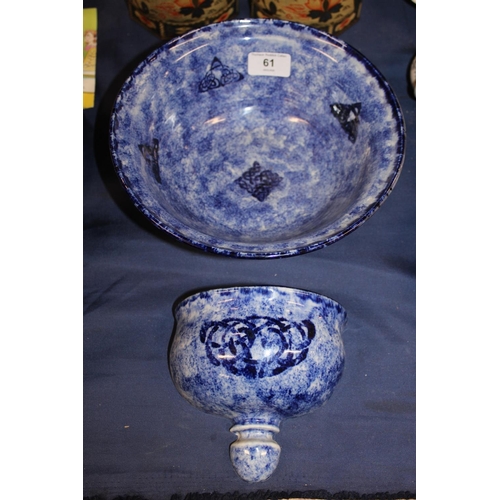 61 - Scottish Studio Pottery Margaret MacDonald Ceramics spongeware bowl, 23.5cm x 9.5cm, and a similar w... 