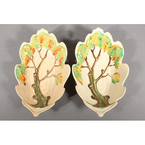 63A - Two Carlton ware Oak Tree design shaped bowls.