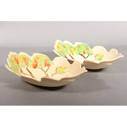 63A - Two Carlton ware Oak Tree design shaped bowls.