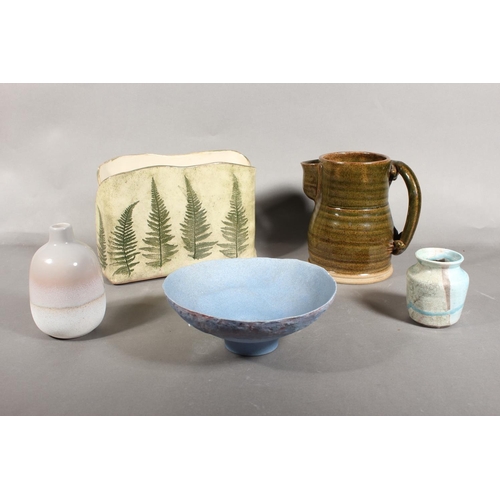 64 - Studio Pottery to include a fern decorated vase, a Richard Price Pottery vase, a Deverill Pottery ju... 