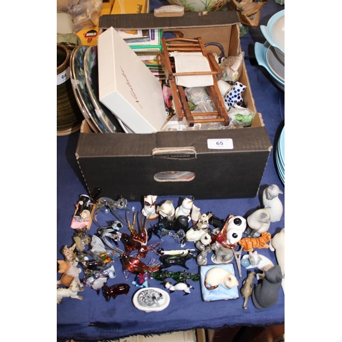 65 - Art Glass animal models, pottery animal models, small books, etc.