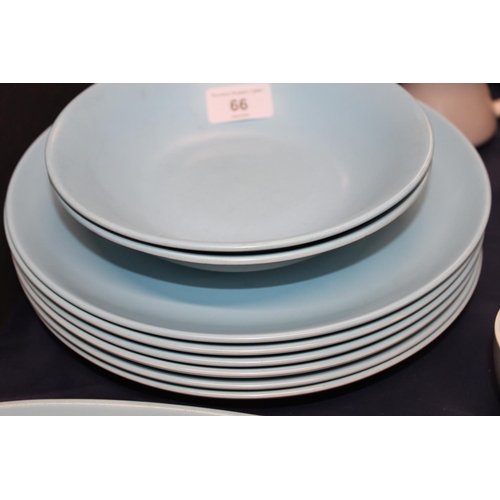 66 - Poole Pottery sky blue and dove grey part dinner set to include dinner plates, tureens and lids, cup... 