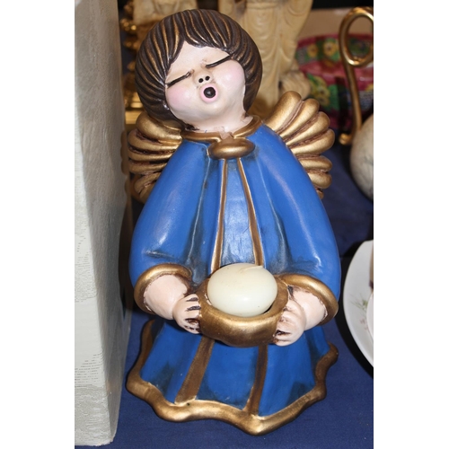 72 - Thun Original Bozner Bolzano Engel large blue angel candle holder, boxed, 30cm high.