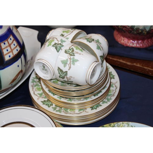 74 - Collectors plates to include Wedgwood, a Wedgwood Santa Clara teaset, a Crown Devon vase, etc.