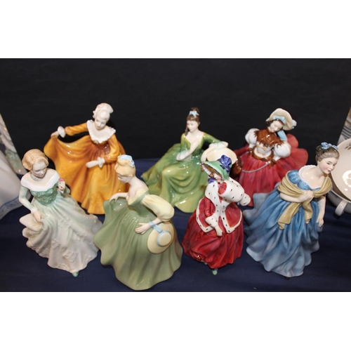 101 - Seven Royal Doulton figures to include The Skater, Secret Thoughts, Fair Lady, Adrienne, and others.
