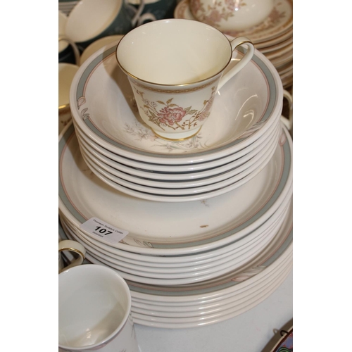 107 - Royal Doulton The Romance Collection Lisette part teaset, a Royal Doulton Cascade teaset, etc.