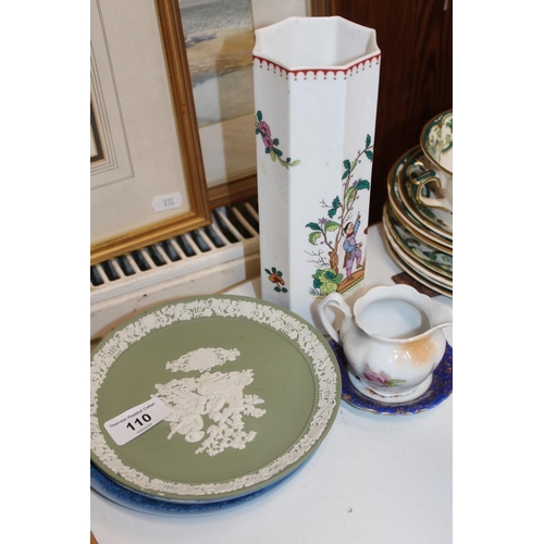 110 - Royal Worcester Oriental Garden vase, a Wedgwood plate, etc.