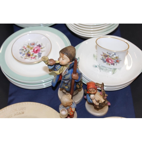 121 - Wedgwood Woodbury part teaset, Hummel figures, Royal Doulton Bunnykins dishes, etc.