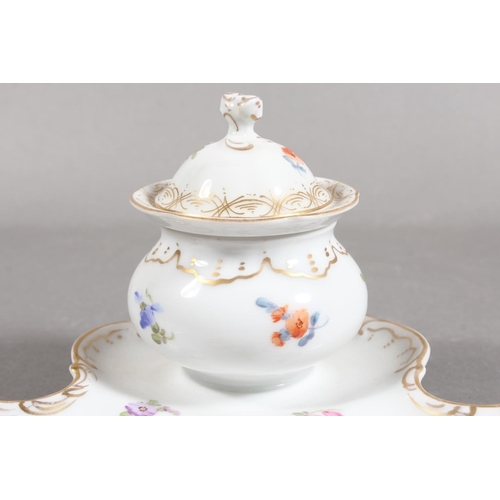 138 - T Goode & Co. floral decorated inkwell.