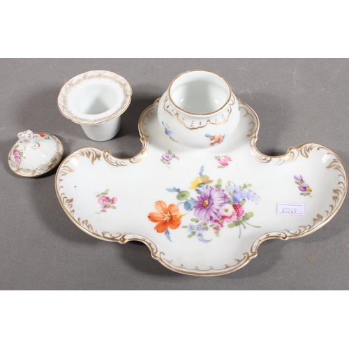 138 - T Goode & Co. floral decorated inkwell.