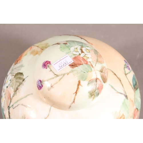 139 - Czechoslovakian floral decorated ginger jar and cover.