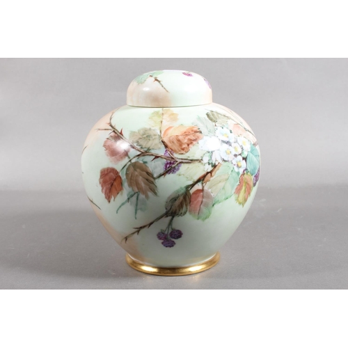 139 - Czechoslovakian floral decorated ginger jar and cover.