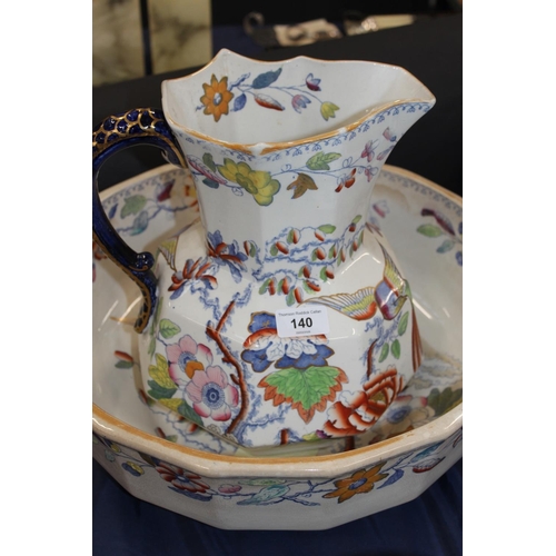 140 - Antique Masons ewer and basin.