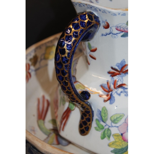 140 - Antique Masons ewer and basin.