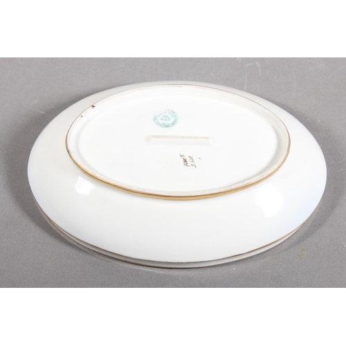 143 - Royal Vienna dish with vignettes depicting figures and flowers.