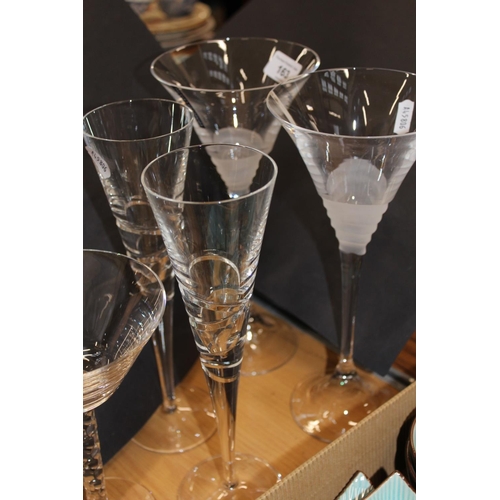 163 - Edinburgh Crystal flutes and glasses, glass condiments, etc.