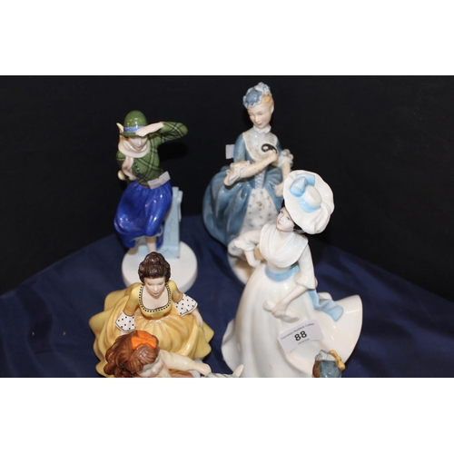 88 - Royal Doulton figures to include HN2251 Masquerade, Pretty Ladies Theresa, HN2397 Margaret, and othe... 