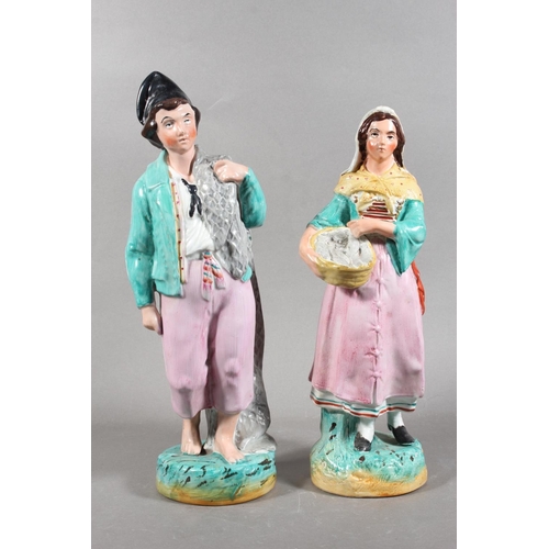 93 - Pair of antique style figures in Victorian dress.