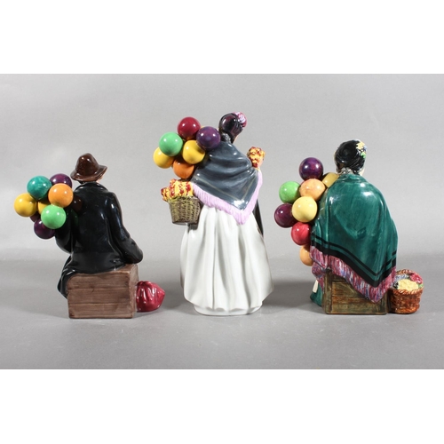 94 - Royal Doulton figures HN1315 The Old Balloon Seller, HN1843 Biddy Penny Farthing, and HN1954 The Bal... 