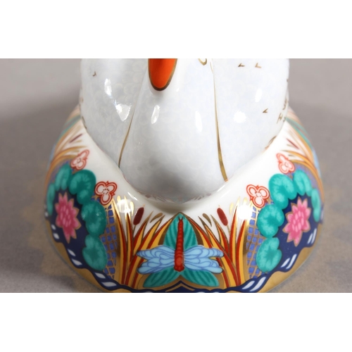 177 - Royal Crown Derby bone china paperweight in the form of a swan.