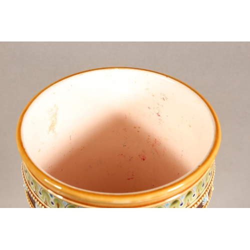 180 - Villeroy & Boch Mettlach #1462 column vase decorated with vignettes of farming scenes, 34cm high... 