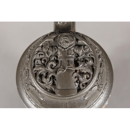 181 - VIlleroy & Boch Mettlach #1134 stein, with white metal cover, the body decorated with classical ... 