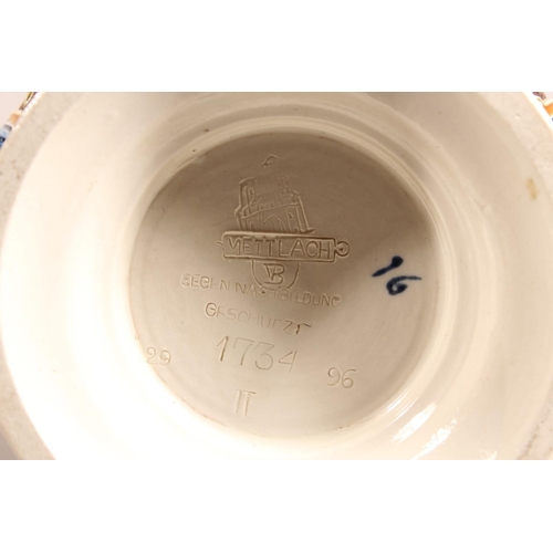 181 - VIlleroy & Boch Mettlach #1134 stein, with white metal cover, the body decorated with classical ... 