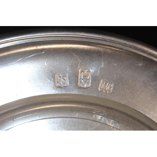 188 - John Somers of Brazil dish with antique style touch marks, 29cm diameter, and two others.