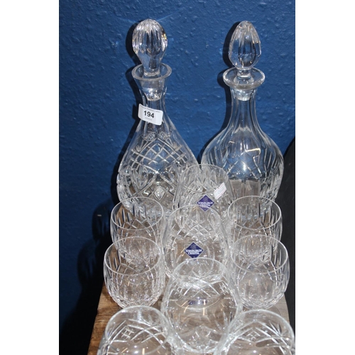 194 - Glassware to include and Edinburgh Crystal mallet shaped decanter and brandy balloons, etc.