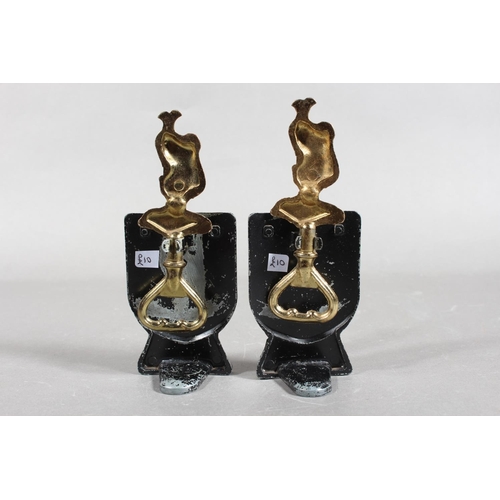 202 - Swiza of Switzerland 8-day lantern clock, and a pair of metal bottle holders in the forms of Scotsme... 