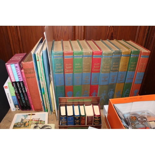 205 - Books to include Colliers Junior Classics, miniature classics, Thumb Gazetteer, Poets and Songs of R... 