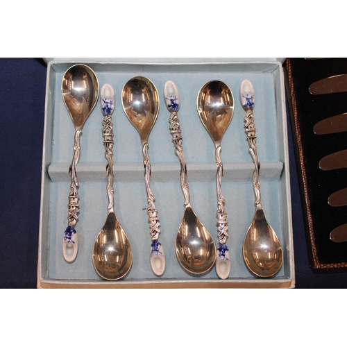124 - Silver-plate to include flatware, spoons, a christening spoon, etc.