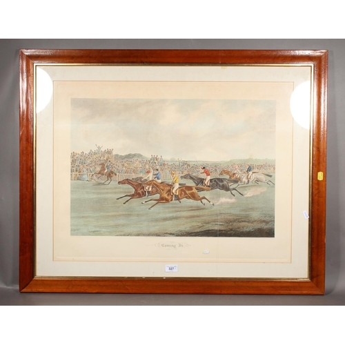 327 - J HARRIS after HENRY ALKEN, The Start and Coming In, a pair of horse racing themed coloured engravin... 
