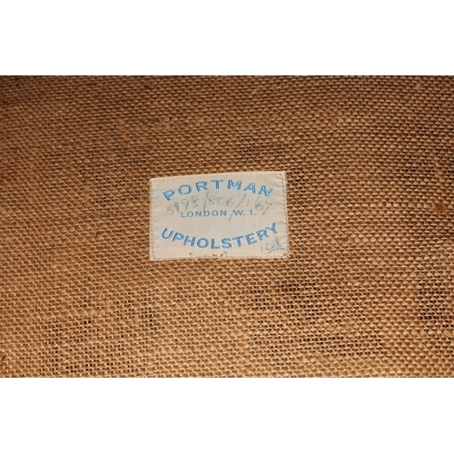 557C - Red upholstered bedroom chair.