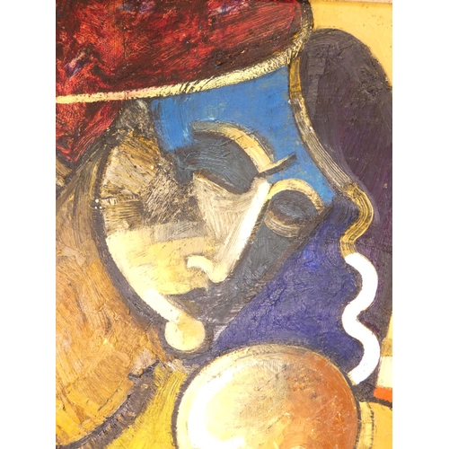 306 - Geoffrey Key (British b1941) Abstract ''Madonna and Child'',Acrylic on board.Signed G.Key and dated ... 