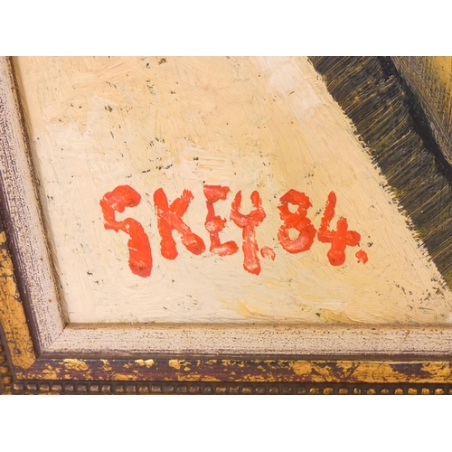 306 - Geoffrey Key (British b1941) Abstract ''Madonna and Child'',Acrylic on board.Signed G.Key and dated ... 