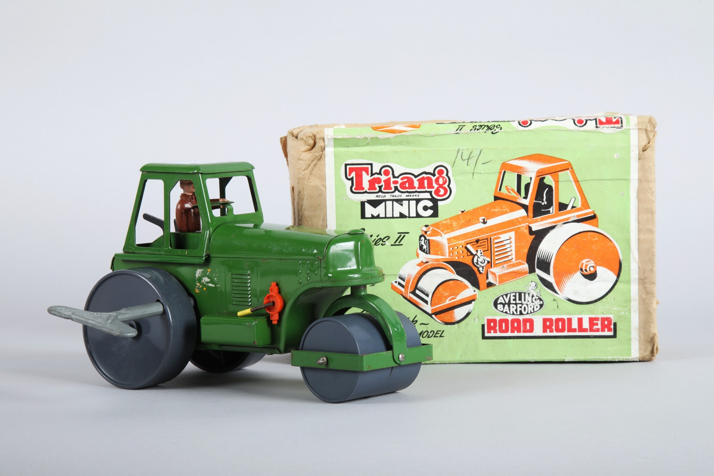 Tri-ang clockwork scale model 'Road Roller' Minic Series II in green, boxed
