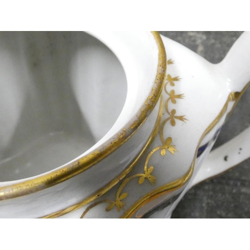 20 - New Hall teapot of small size silver shape, blue printed with 