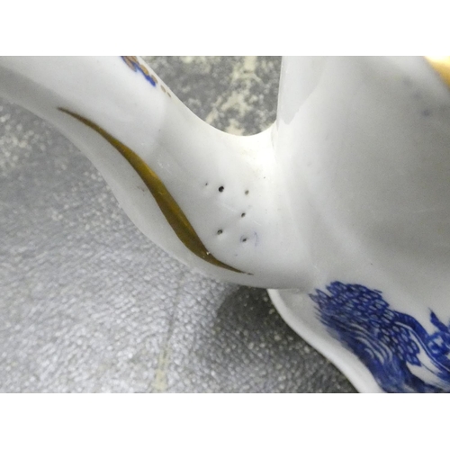 20 - New Hall teapot of small size silver shape, blue printed with 