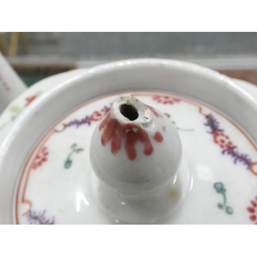 23 - New Hall teapot of early plain form silver shape, straight spout with oak leaf moulding and rosette ... 