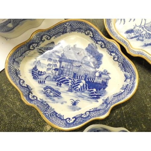 7 - New Hall teapot with stand, blue printed in 