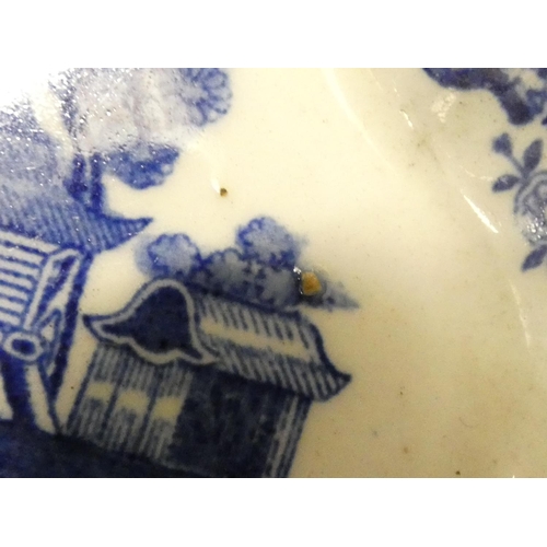 7 - New Hall teapot with stand, blue printed in 