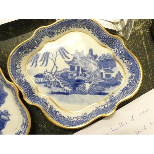 7 - New Hall teapot with stand, blue printed in 