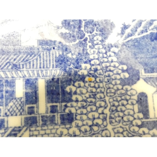 7 - New Hall teapot with stand, blue printed in 