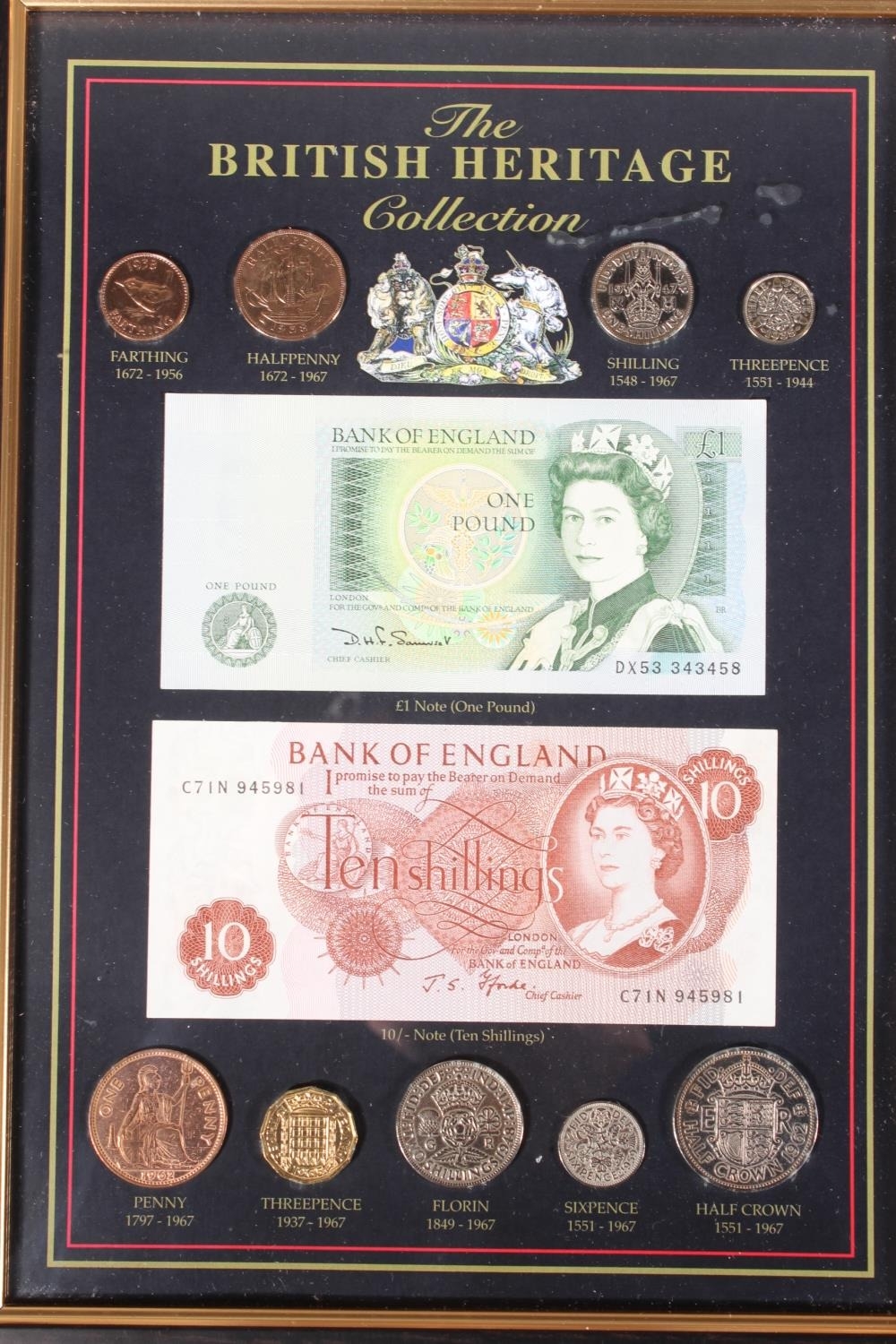 Seven coin, banknote and or stamp collection frame wall displays to ...