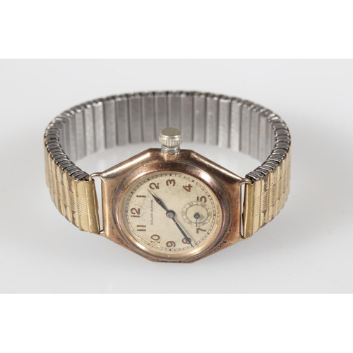 195 - Rolex Oyster Gents wristwatch with 9ct gold case on flex strap, the champagne dial with Arabic numer... 