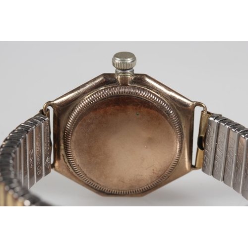 195 - Rolex Oyster Gents wristwatch with 9ct gold case on flex strap, the champagne dial with Arabic numer... 